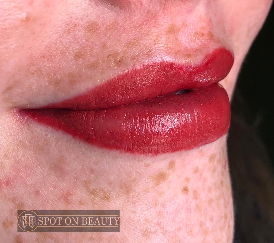 Candy Apple Red 15ml by Li Pigments, Li Aqua Pigment line, micropigmentation pigment, lip pigment healed results 1