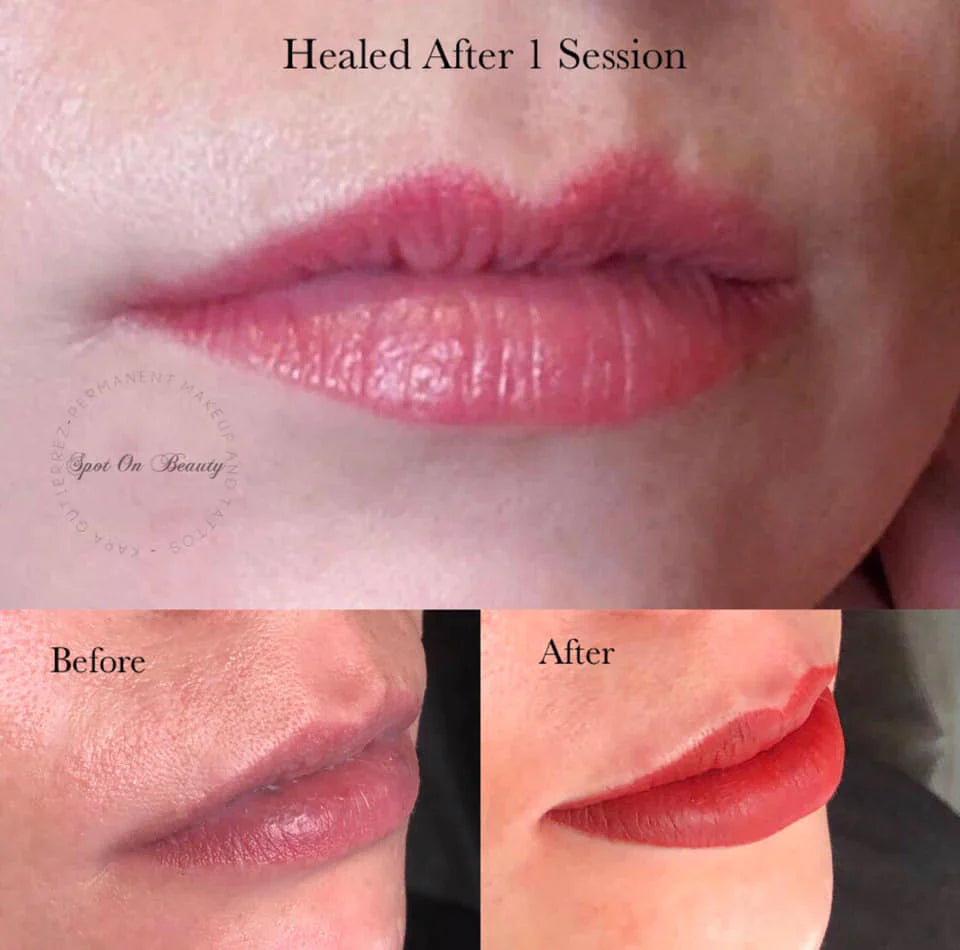 Candy Apple Red 15ml by Li Pigments, Li Aqua Pigment line, micropigmentation pigment, lip pigment healed results 2