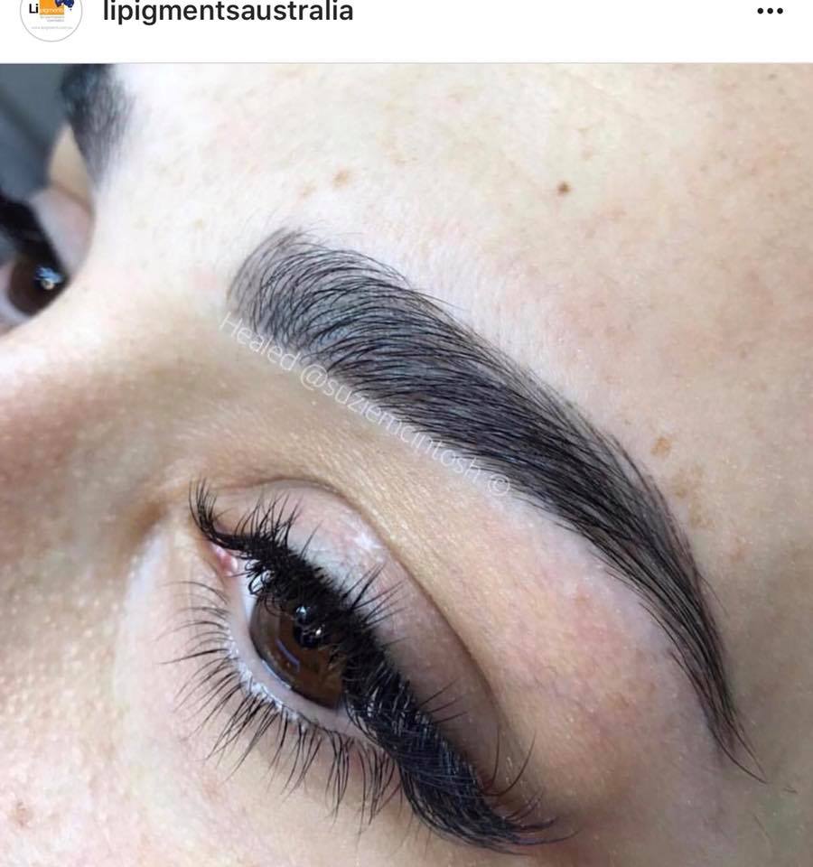 Ebony Brown by Li Pigments, Li Aqua Pigment line, micropigmentation pigment, eyebrow pigment healed results by Suzie