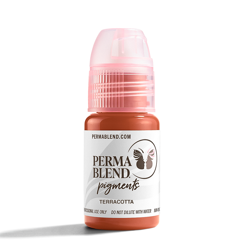 Terracotta eyebrow tattoo pigment by Perma Blend, Permanent makeup pigment, eyebrow tattoo ink front view