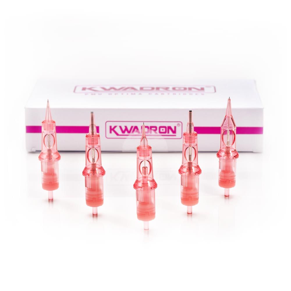 1RL kwadron needle cartridges, optima needle cartridges, permanent makeup tattoo needle cartridges with packaging, 1RL, 3RL, 5RL, 7RL