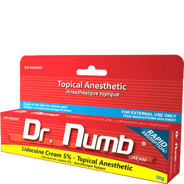 Dr. Numb Topical Anesthetic, Dr. Numb Lidocaine cream, permanent makeup topical anesthetic, packaging front view