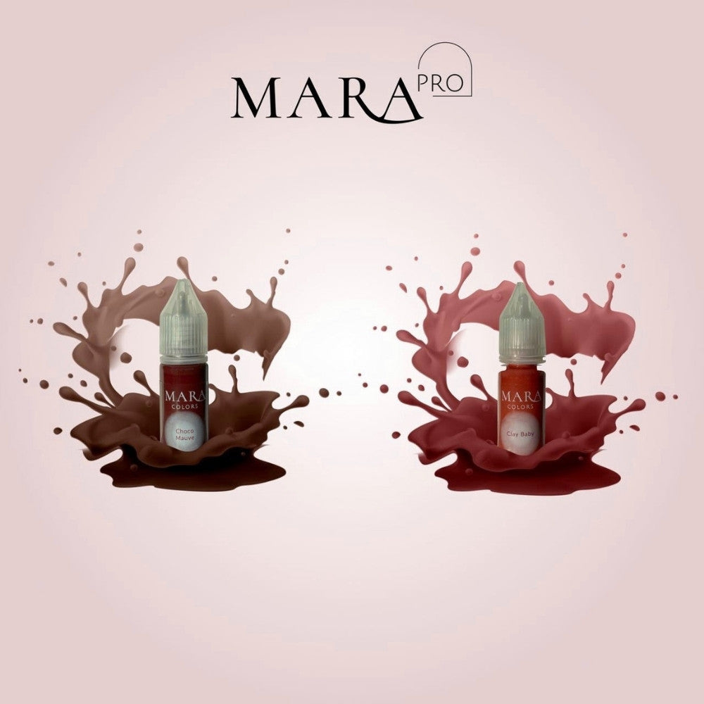 Earthy Lip Blush Pigment Set, Lip pigments for micropigmentation and permanent makeup by Mara Colors front view side by side