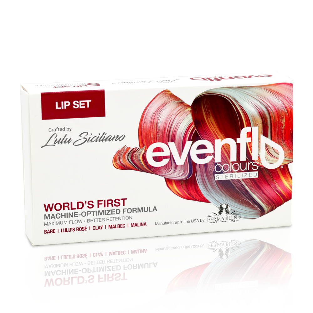 Evenflo Colours Lip Set, Lip pigments for micropigmentation and permanent makeup by Perma Blend front view