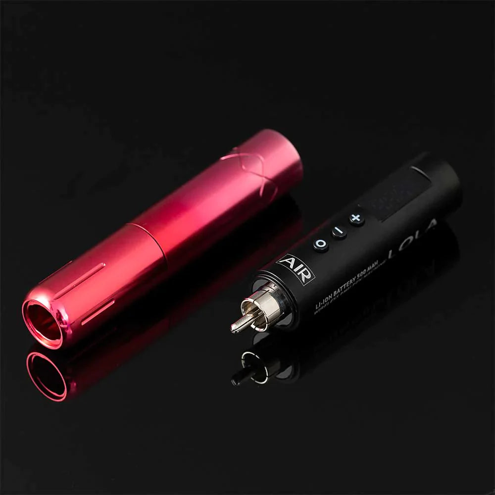 EZ LOLA AIR PMU Pen Wireless tattoo machine in Pink Gradient and Black front view