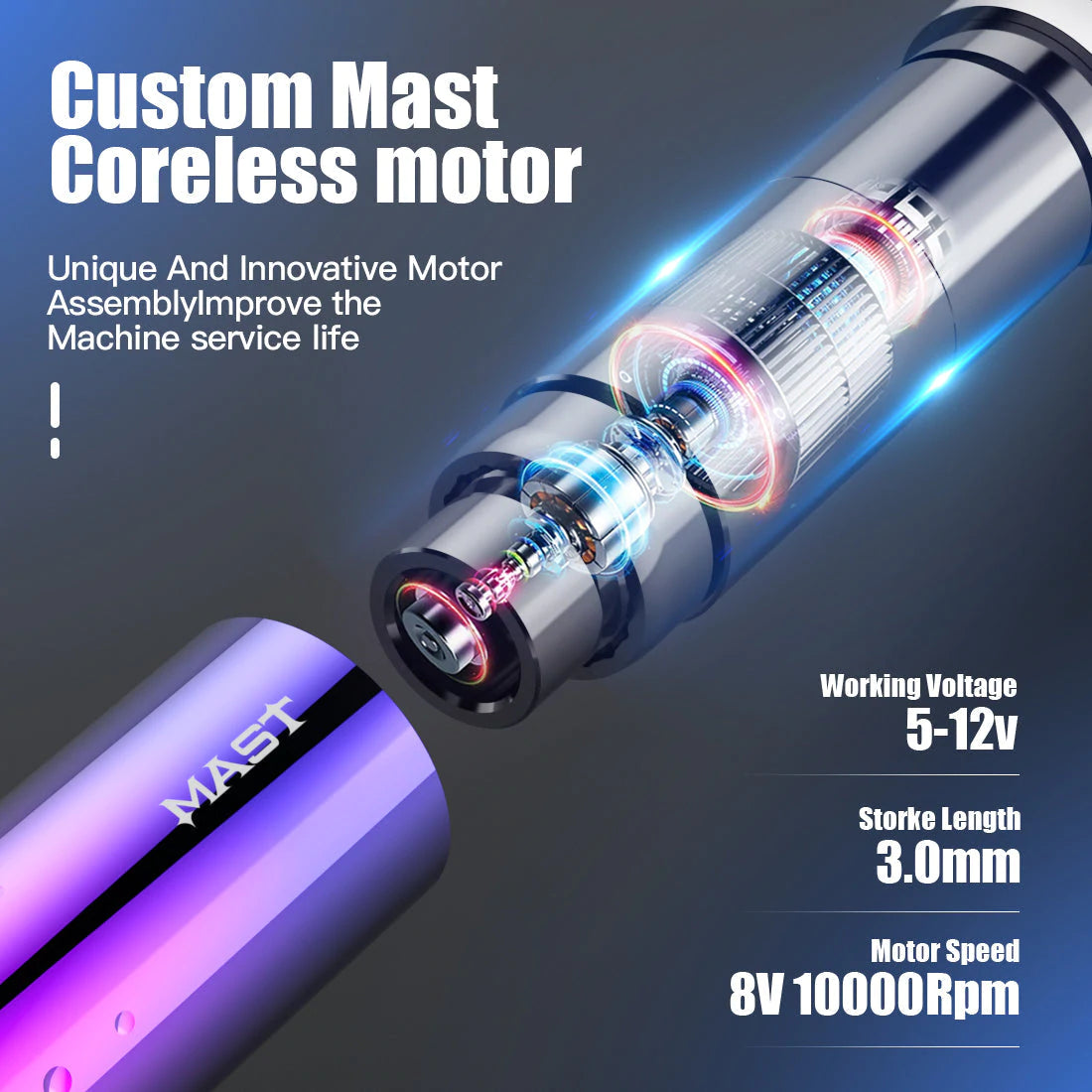 Dragonhawk Mast Siya Wireless Rotary Pen Machine for PMU SMP Custom Mast Coreless Motor