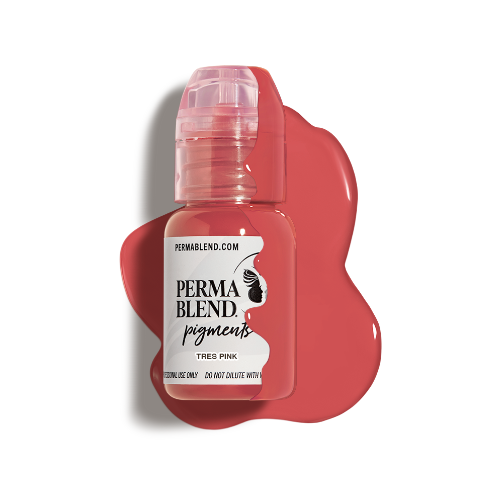 Tres Pink Lip tattoo pigment by Perma Blend, Permanent makeup pigment, lip tattoo ink with colour