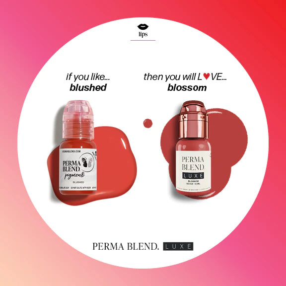 Perma Blend Luxe Pigment Blushed Lip Pigment, Permanent Makeup Pigment comparison to Blossom