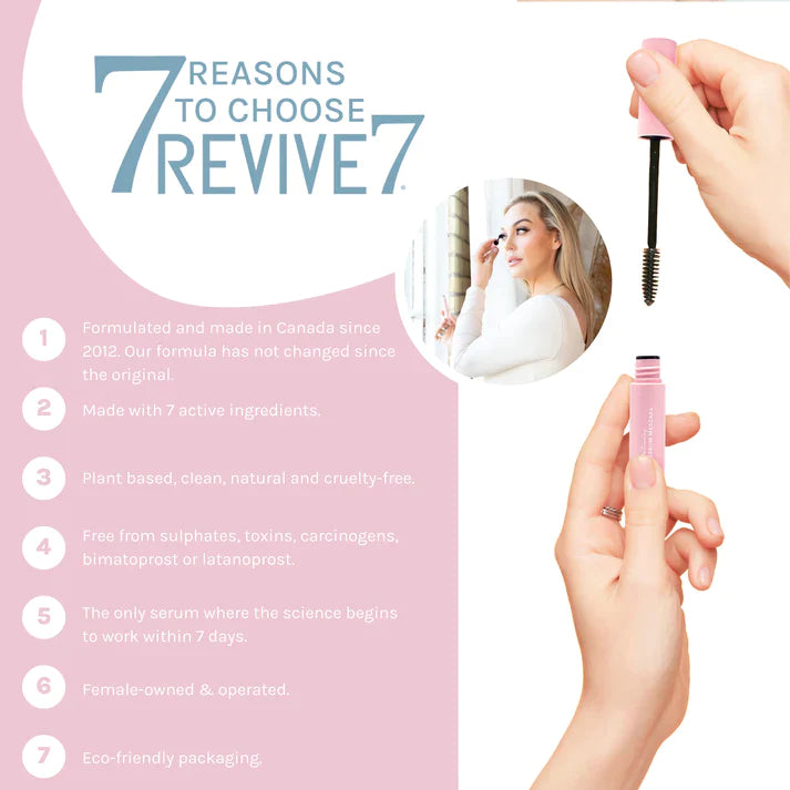 Revive7 Lash Serum Mascara by Toronto Brow Shop, benefits chart