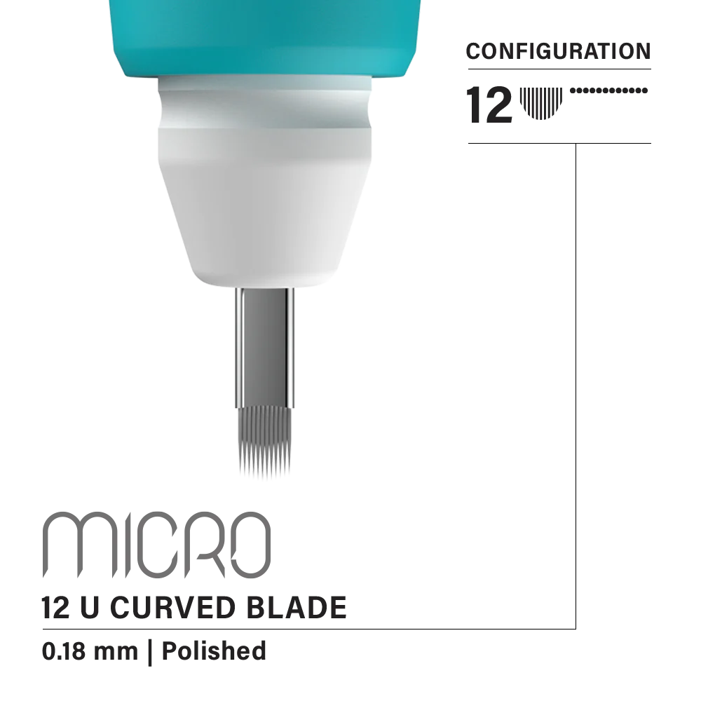 Vertix Micro Microblades by Microbeau, Microblades, Microblades for PMU by Toronto Brow Shop, 12 U Curved 0.18mm