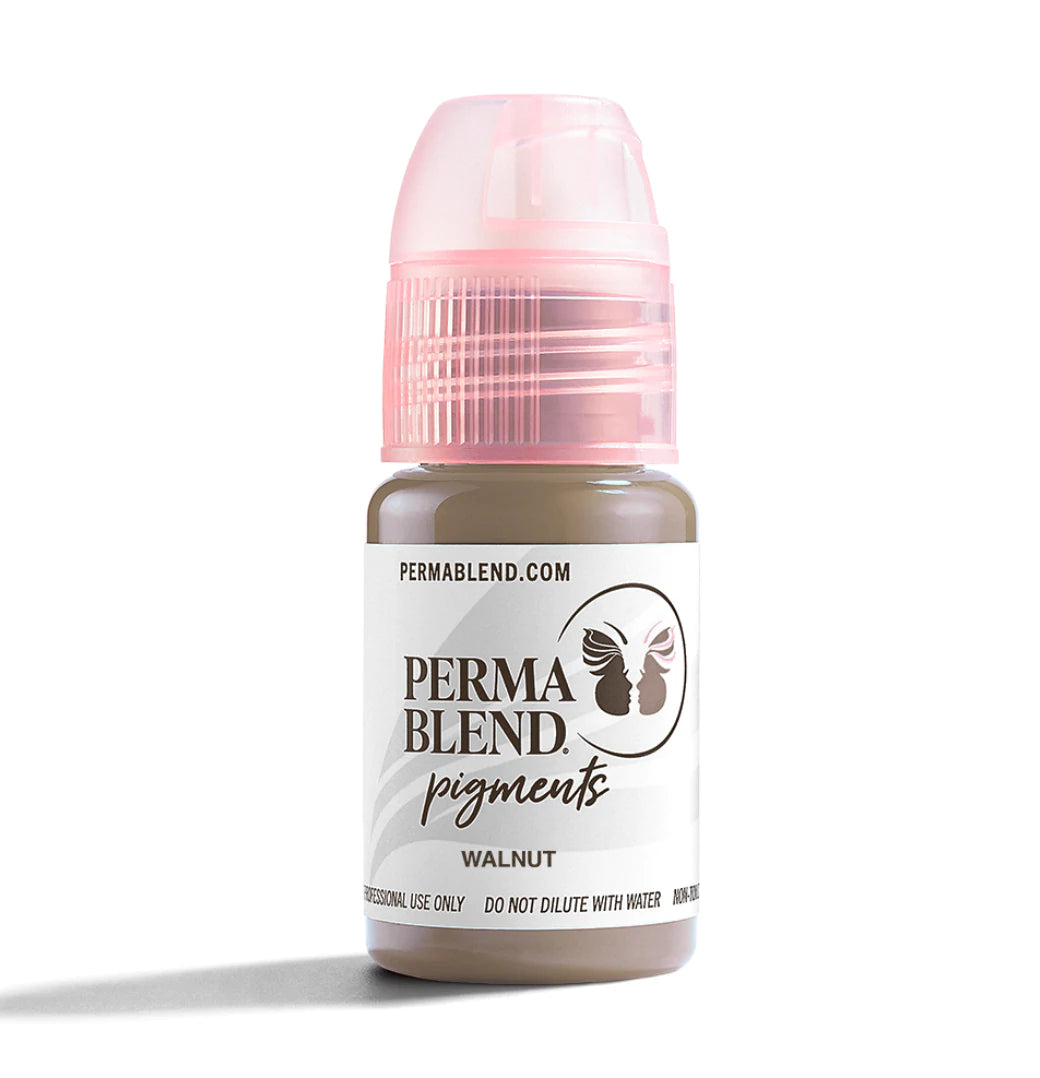 Walnut, Brown eyebrow tattoo pigment by Perma Blend, Permanent makeup pigment front view