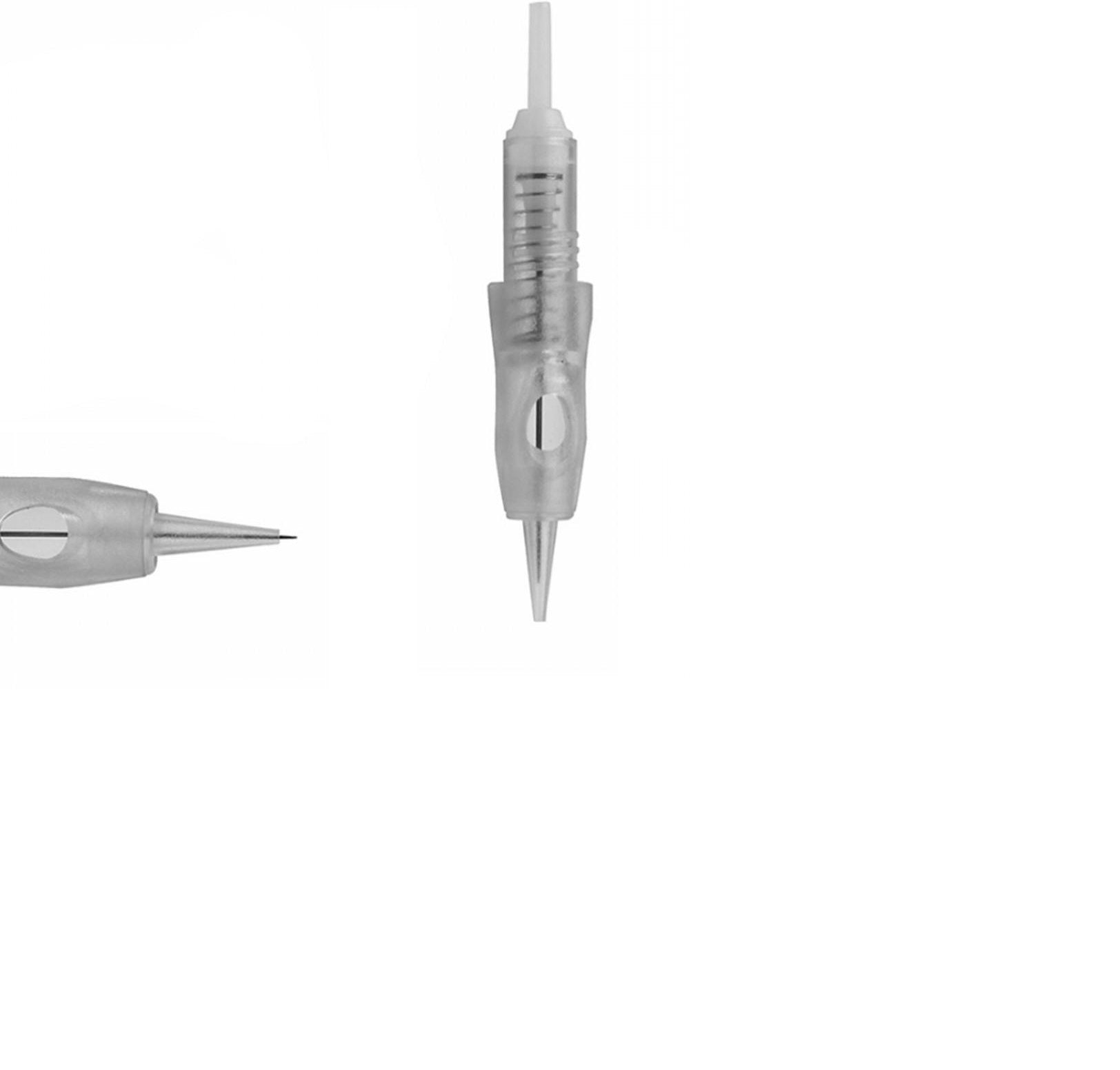 1RL Needle Cartridge with membrane, permanent makeup pen needle cartridge front clear view with needle